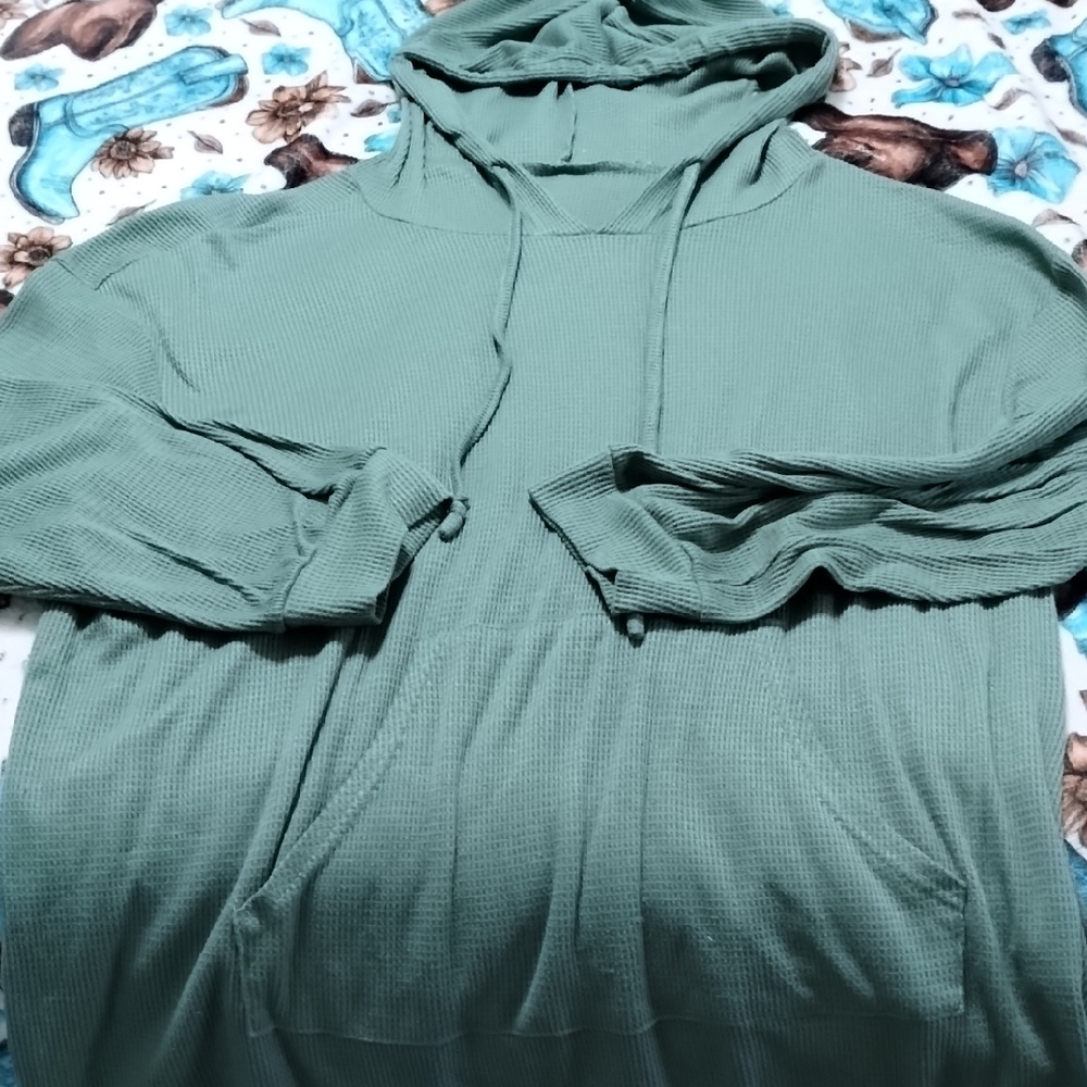 Casual Green Hooded Sweater
